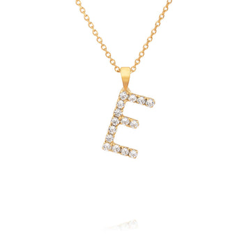 Mini Letter E Necklace Crystal