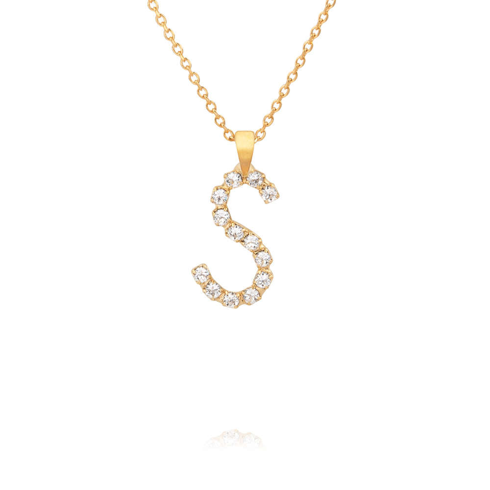 Mini Letter S Necklace Crystal