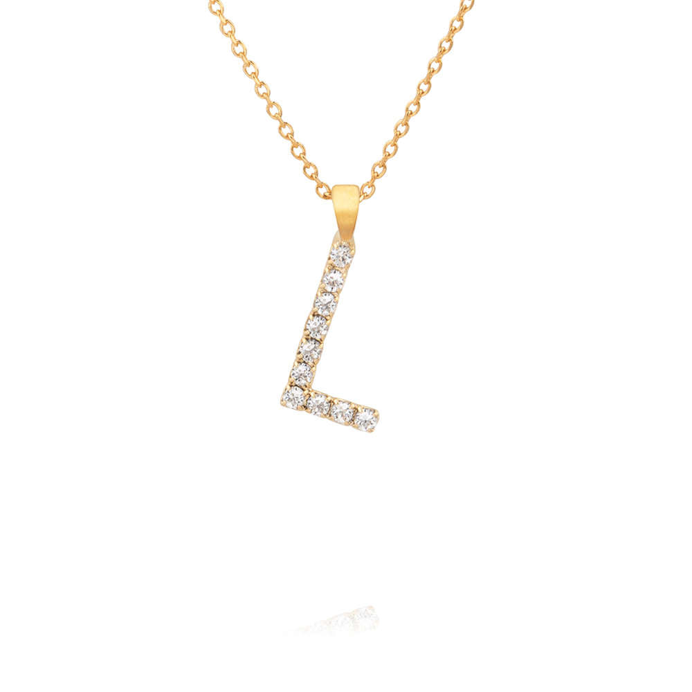 Mini Letter L Necklace Crystal