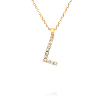 Mini Letter L Necklace Crystal