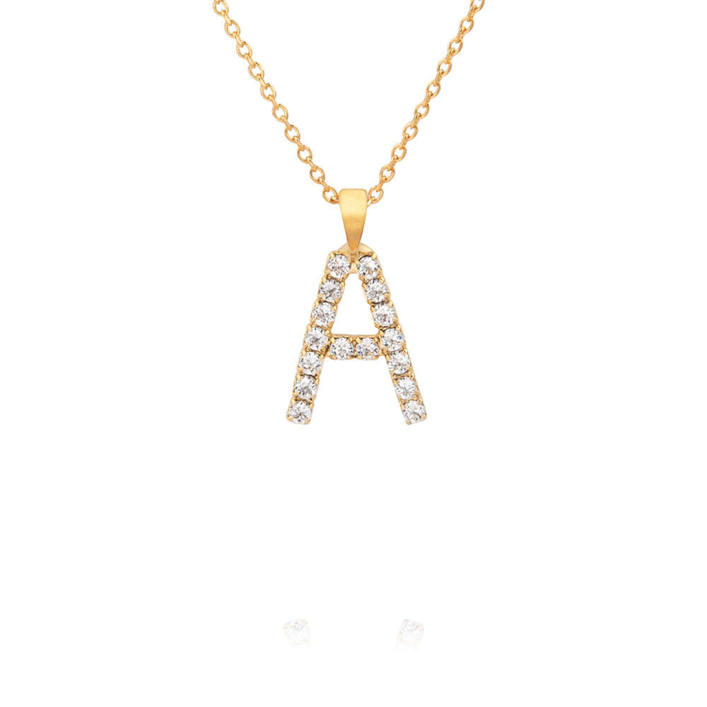 Mini Letter A Necklace Crystal