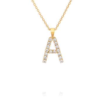 Mini Letter A Necklace Crystal