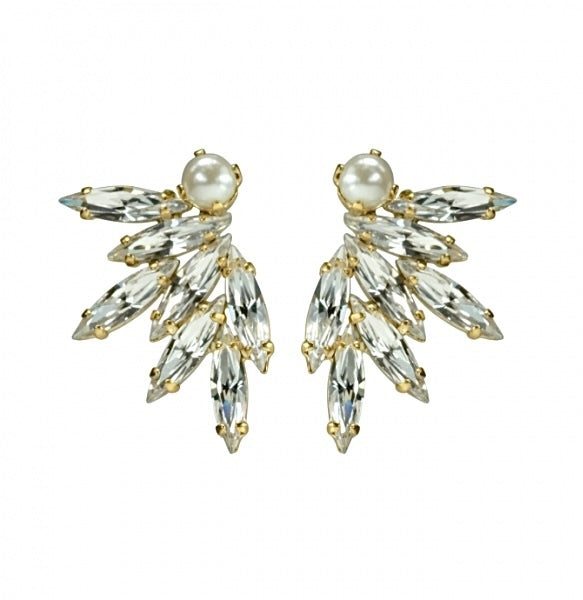 Wing Pearl Earrings Crystal