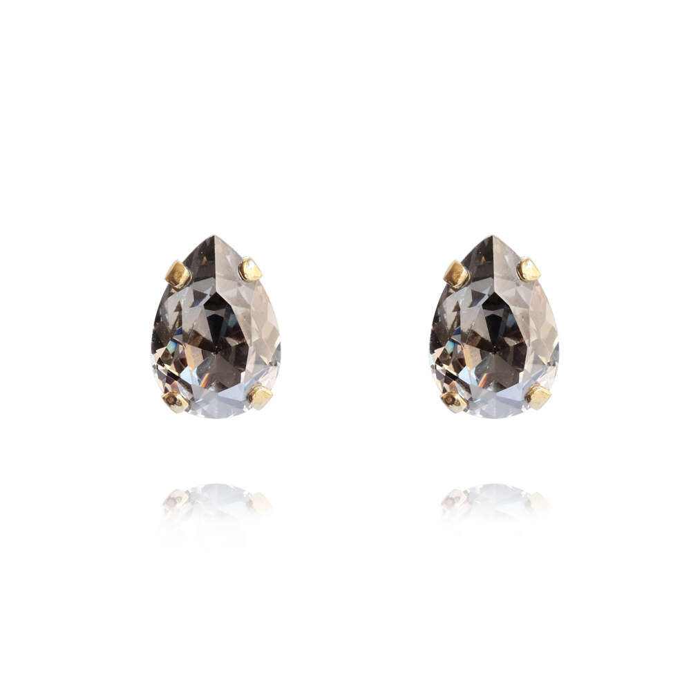 Petite Drop Stud Earrings Black Diamond
