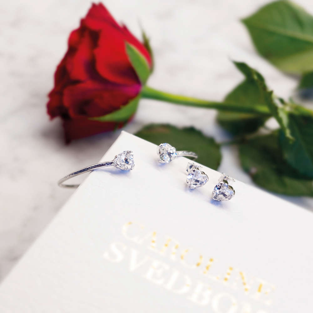 Heart Earrings Crystal Rhodium