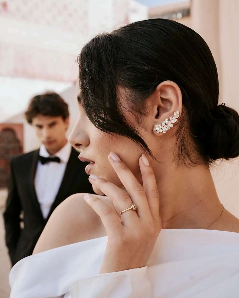 Stay Together Ear Cuff Earrings Crystal Rhodium