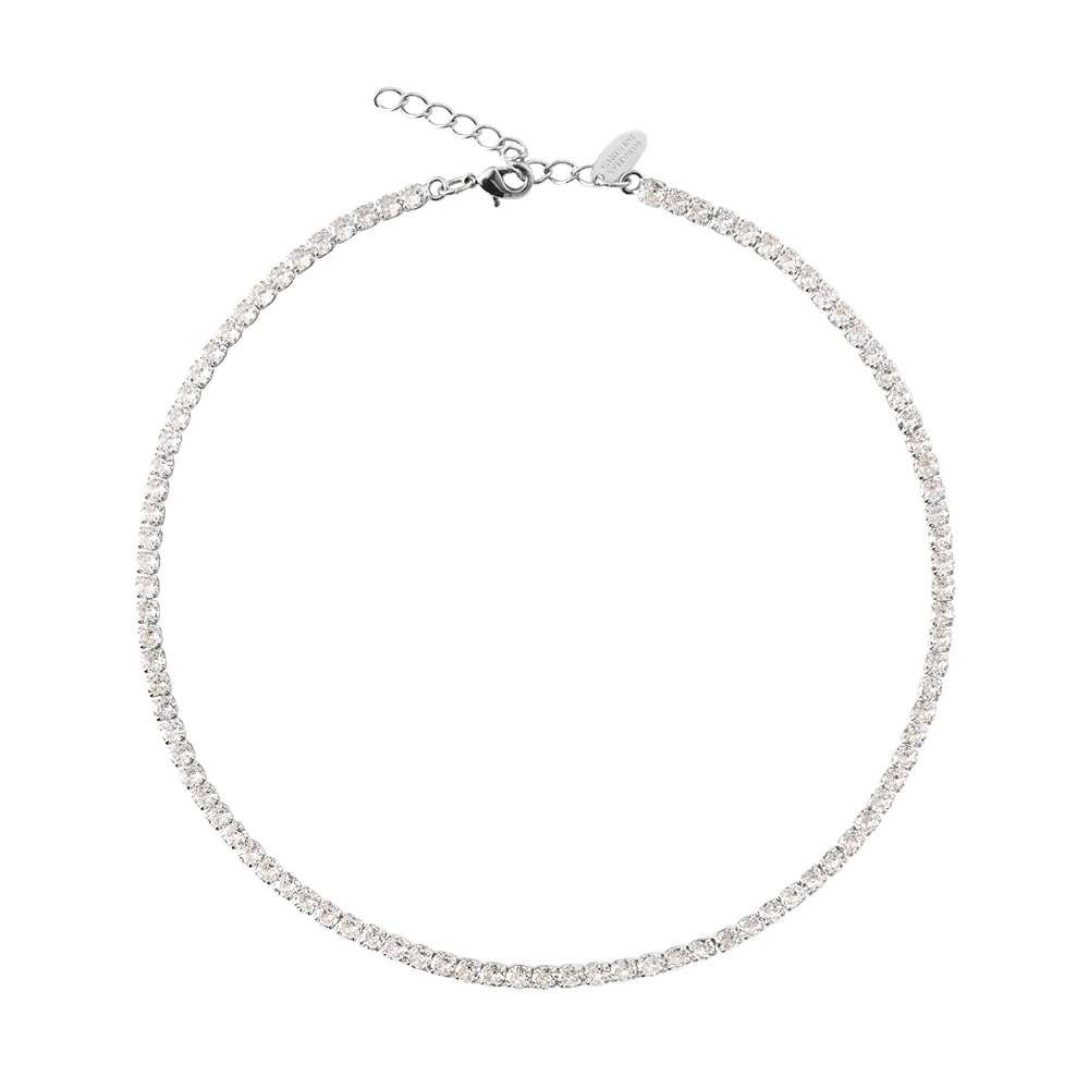 Zara Tennis Necklace Crystal Rhodium