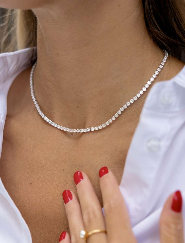 Mini Zara Tennis Necklace Crystal Rhodium