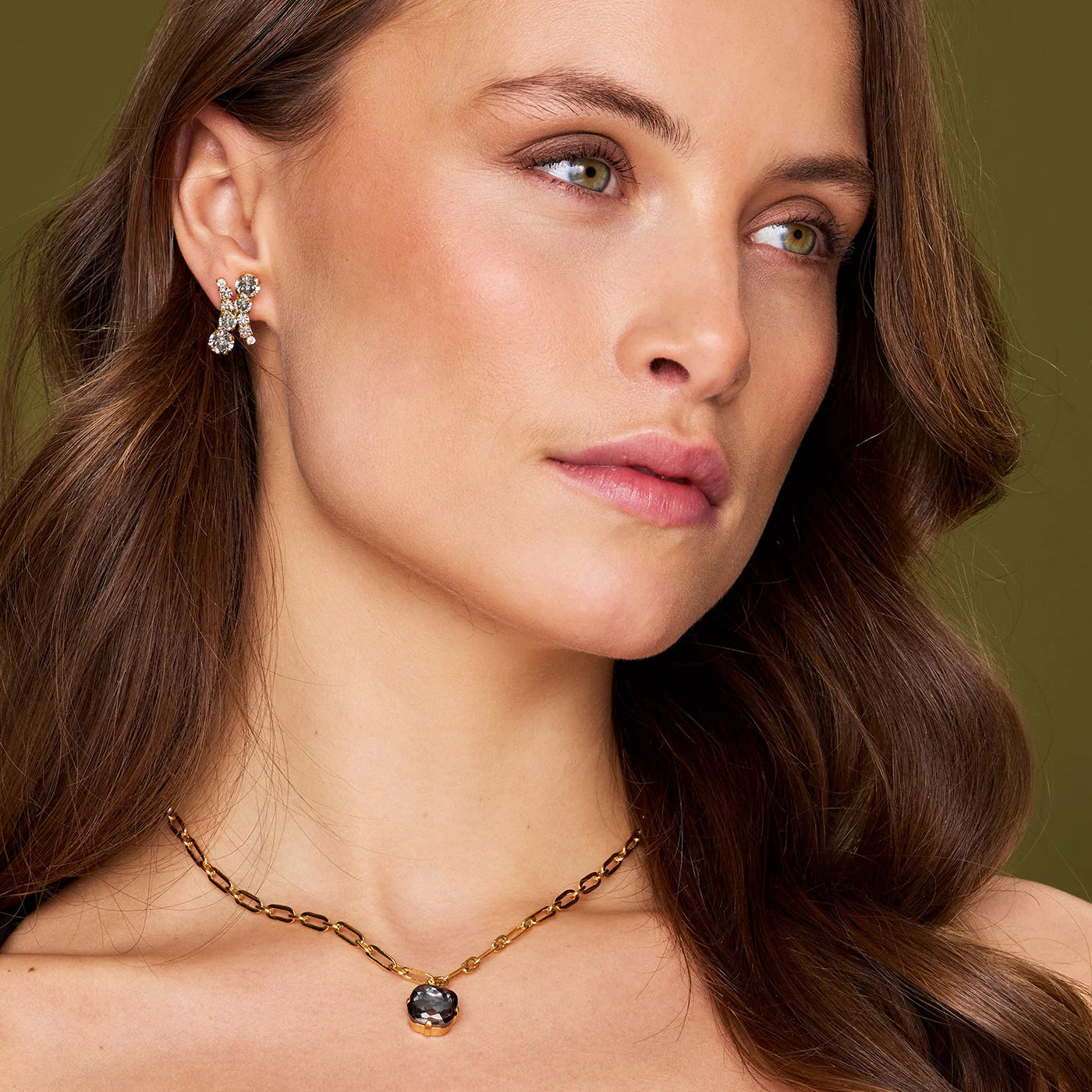 Halo Earrings / Black Diamond + Crystal