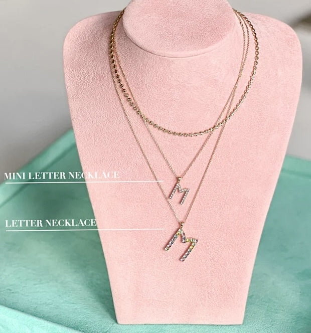 Mini Letter F Necklace Crystal