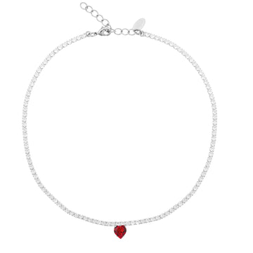 Love Edit Heart Necklace Light Siam Rhodium