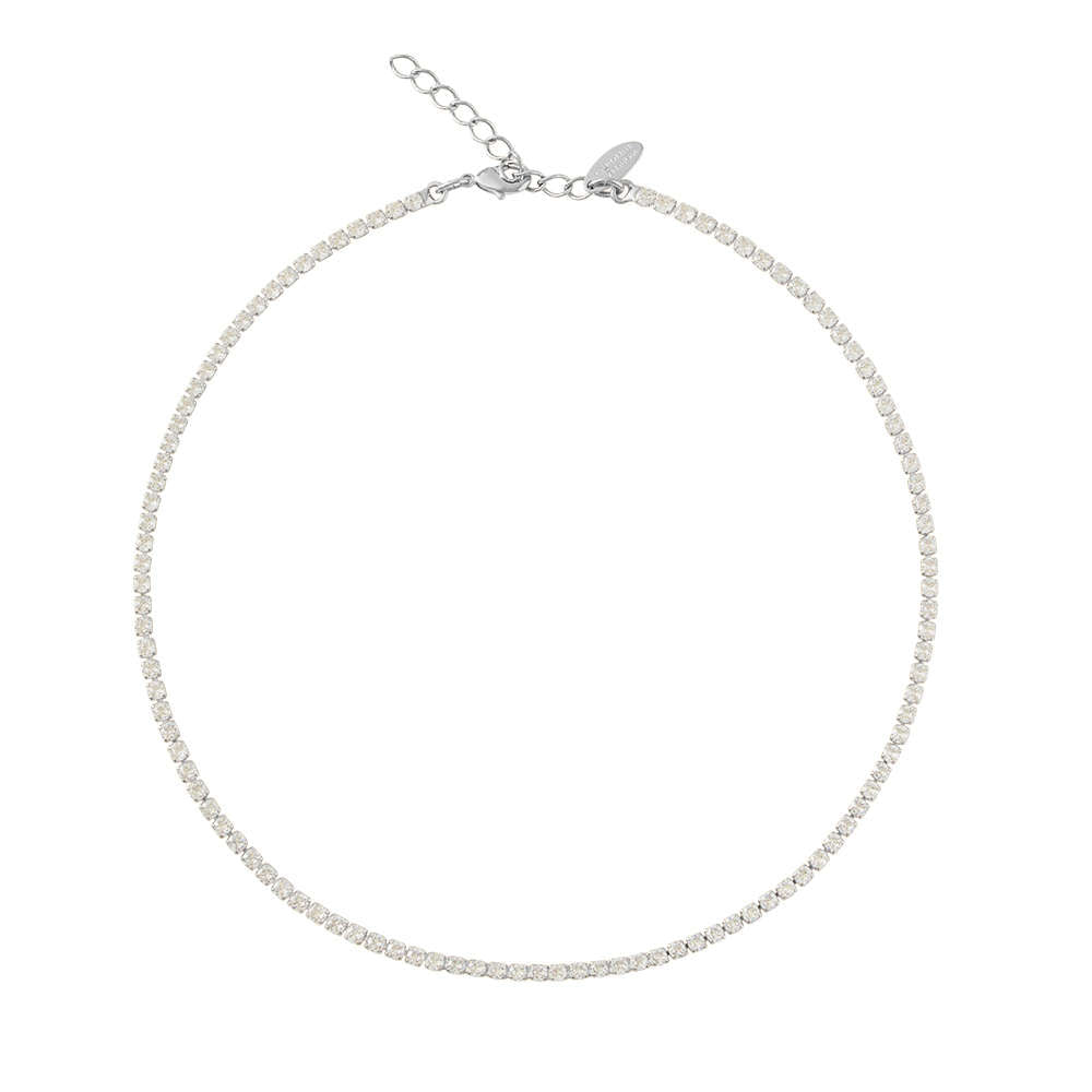 Mini Zara Tennis Necklace Crystal Rhodium