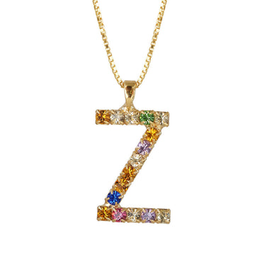 Letter Z Necklace Rainbow